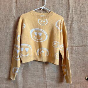 O-19 Debut Smiley Face Sweater, Size Small